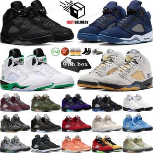 Box Jump Man 5 Mens Basketbol Ayakkabıları 5s Kara Kedi Zeytin Donanması Georgetown Aqua Unc Lucky Green Concord Racer Mavi Raging Bull Fire Kırmızı Süet Yelken Burgundy Trainer