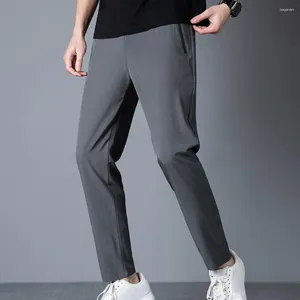 Men's Pants Secure Pockets Trousers Loose Stretchy Suit With Drawstring Waist For Gym Training Jogging Soft Breathable Ninth