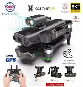 Kai One Max Drone Profesional 8KデュアルカメラGPS 5G WIFI 3AXIS GIMBAL 360障害物回避RC Quadcopter 12km Dron Toys 2109154250341