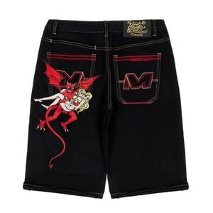 Y2K Shorts de jeans da Europa e Americana de Hiphop para homens da primavera do verão Trendência larga calças calças casuais soltas 240408