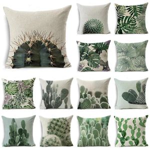 Poduszka Plant Cactus Pillowcase 45x45cm Zielona okładka Dekor Home Decor Sofa Office Nordic Ins Style 2024 G0969