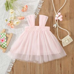 Sukienki dziewczynki ubrania dziecięce letnie dziewczyny sukienka Słodka trójwymiarowa łuk kwiat stały kolor kantar
