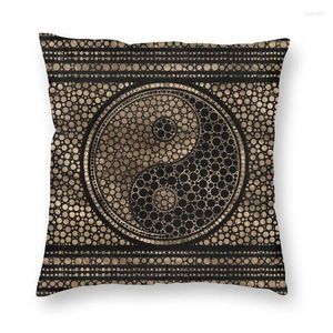 枕Yin Yang Dot Art Black and Gold Pillowcover Home Decor Balance Sthrow for Sofa両面印刷