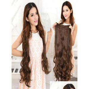 KLIP IN/on Hair Extensions 39quot32quot24quot18quot Super Long Five w syntetycznych klastrowych grubości 1 sztuk na głowicę FL 7608340 DROP Del OT9VS