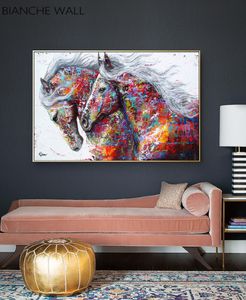 Colorful Horses Decorative Picture Canvas Poster Nordic Animal Wall Art Print Abstract Painting Modern Living Room Decoration5474755