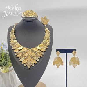 Necklace Earrings Set Quality 18k Gold Plated Bridal Jewelry Luxury Design Bracelet Ring For Women Dubai Africa Accessories