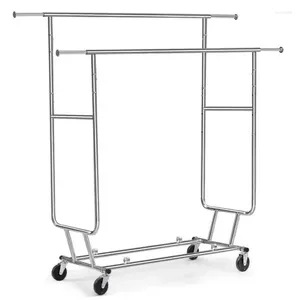 Hangers Grade Garment Rack Rolling Collapsible Hanger Holder Heavy Duty Double Rail Clothes