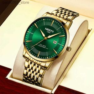 Wristwatches NIBOSI 2024 Top Luxury Simple Quartz Mens Luminous Waterproof Calendar Business Wrist Reloio Masculino