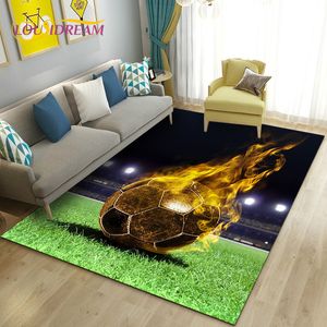 Tapete de área esportiva de futebol de futebol 3D, tapete de carpete para sala de estar de sala de estar decoração de cozinha, garoto tocar tapete de piso sem deslizamento