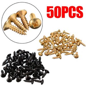 50pcs/conjunto dourado preto prateado guitarra de guitarra de pickguard para parafusos de placa de tampa para guitarra bass metal parafuso fixo parafuso atacado