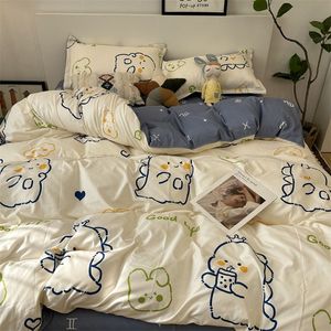 Set di biancheria da letto di coniglio simpatico set di cuscinetti di copertura del piumino piatti singoli ragazzi a doppia dimensione di biancheria da letto di biancheria da casa tessile