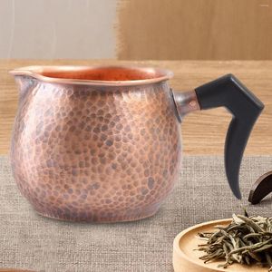 Hip Flasks Tea Pitcher Copper com alça de madeira Cerimônia feita à mão Compartilhando Copa