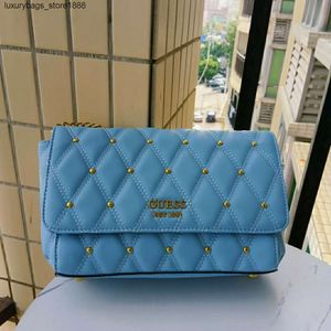 Handbag Trend Style 85% Discount Factory Explosion Export Foreign Trade Womens Bag New Fashionable Diamond Grid Rivet Handbag Solid Color Single Shoulder