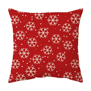 Pillow 1pcs Christmas 2024 Throw Cover Red Sofa Linen Print Headrest