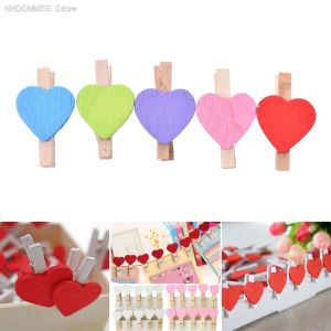 20Pcs/Pack Mini Heart Wooden Clothespin Photo Paper Clips Peg Pin Craft Postcard Clips Home Wedding Decoration