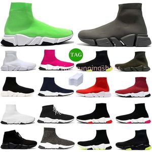 Original Sock Shoes Casual Sneaker Men Women Speed ​​Trainer Triple Black Graffiti White Blue Red Clear Sole Volt Lace-Up Beige Booties Designer Running Sneakers C1