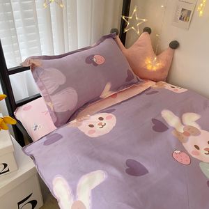 Kuup Kawaii Rabbit Printed Bed Set Floral Duvet Cover Pillowcase Bedding Set Kawaii Bed Sheet Quilt Cover Single Queen King Size