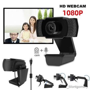 Webbkameror Nya Ultra Full HD 1080p webbkamera med mikrofon Web Cam Stand för bärbar dator skrivbordsvideo som ringer för YouTube roterande kameror