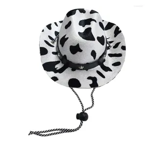 Dog Apparel X6HD Festival Pet Cowboy Hat Adjust Neckstrap Roleplaying Costume Cow Mini Cats Po Headpiece