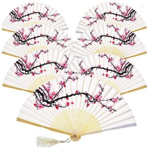 Party Favor -12 Pieces Handhållna fans Silk Bamboo Folding Flower Printed Handheld Folded Dance for Wedding Present