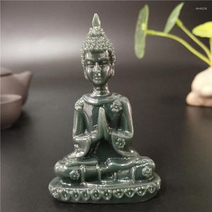 Decorative Figurines Thailand Buddha Statue Meditation Sculpture Man-made Jade Stone Ornaments Home Garden Decoration Statues