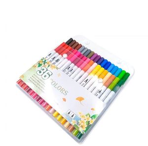 Yüksek kaliteli çift uçlu fırça sanat işaretleyici kalemler 12/24/36/48 renkler suluboya fineliner çizim boyama renk kalem kırtasiye boyama manga sanat malzemeleri