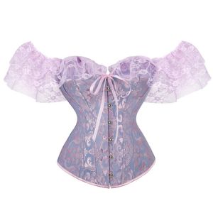 Corset Sexy Vintage Jacquard Technology Technology Floral кружевные рукава связующие викторианские корсета переоборудованное женское нижнее белье плюс размер