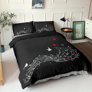 Bettwäsche -Sets Musical Note Set -Tröster -Cover für Kids Adult Classic Music Duvet Schwarz -Weiß -Bettspricht mit Kissenbezug