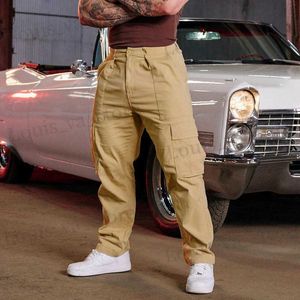 Men's Pants Mens cargo pants strtwear Fashion casual pants Jogger gym exercise running training pants Loose straight leg pants T240411