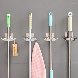 Hooks ABS Mop Clip Broom Storage Hanger Multifunctional Adhesive Brush Holder Spoon Pan Towel Liquid Soap Strong Rack Hook