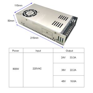 Mini Boyut 800W Anahtarlama Güç Kaynağı AC-DC 24V 48V 33A 20A 16A LED Şerit Işığı CCTV Motor için Kaynak Transformatör SMP'leri