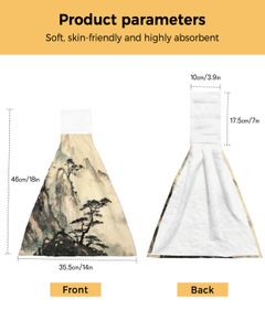 Landscape Ink Painting Chinese Style Kitchen Towel Bathroom Absorbent Soft Children's Hand Towel Table Cleaning Cloth