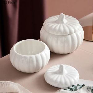Kreatywna dynia ceramiczna miska z okładką hotelowa restauracja lody deser miska zupa miska nordycka domowa kuchnia biała zastawa stołowa
