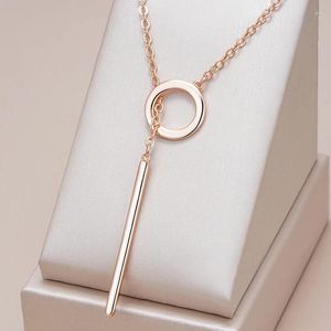 Pendant Necklaces Kinel Fashion Glossy Necklace For Women Luxury 585 Rose Gold Color Simple High Quality Daily Fine Jewelry