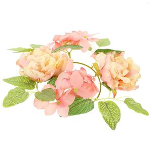 Candle Holders Tray Rings Decor Wedding Layout Props Wreath Wreaths Flower Pillar Candles Party Decoration Artificial Leaf Ornaments