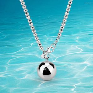 PENDANTIS 925 Sterling Silver Round Ball Collana a sospensione per donne Cine Bell Fashi