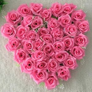 Dekorativa blommor 40x38 cm Multicolor Artificial Silk Heart Form Lovely Rose Flower Ball For Wedding Bil Door Floral Centerpiece Decoration