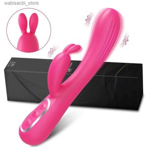 Andra hälsoskönhetsartiklar Kraftfull kaninvibrator för kvinnor Kvinna Uppvärmning Dildo Clitoris Stimulator G Spot Vagina Nipple Massager Toys för vuxna L49