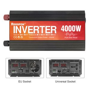 Rddspon Pure Sine Wave Inverter 3000W 4000W DC 12 В 24 В до AC 220V 50 Гц 60 Гц Портативный мощный банковский преобразователь Солнечный инвертор