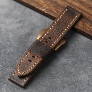 Handmade Bronze Watch Strap, 20 21 22 23 24 26MM, Thickened Italian First Layer Cowhide Soft Bracelet Vintage