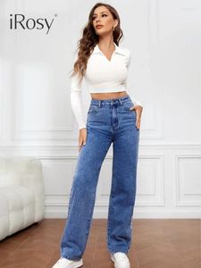 Kvinnors jeans vintage hög midja rak blå trend 2024 byxor denim byxor koreanska mode höstkläder pantaloner