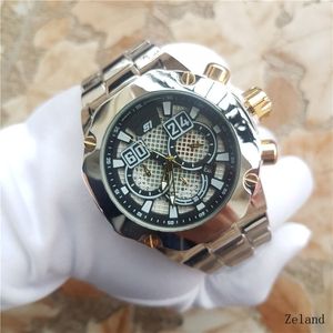 Invicto Men Sports Quartz Date Watch Silver Zeus Steel Strap Watch World Time Comple