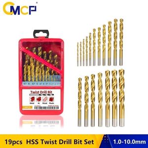 Set di bit di perforazione a torsione CMCP 13/15/19/25pcs cobalt HSS Tin Bit di trapano metallico bimpasto in legno/metallo fori per utensili elettrici per utensili elettrici per utensili elettrici