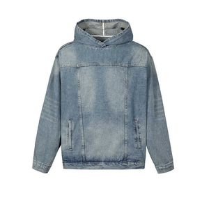 High Street Fashion Retro zużyte zmywane z kapturem męskie męskie i damskie luźne pullover długi rękaw