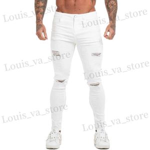 Jeans masculino jeans jeans jeans elásticos jeans skinny homens esticados calças rasgadas strtwear mass jeans calças brancas slim fit t240411