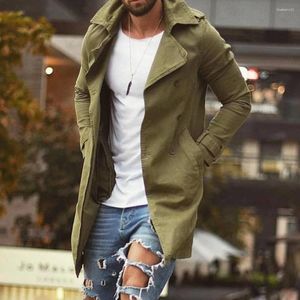 Men's Trench Coats Men Coat 2024 Autumn Army Green Military Fashion Plus Size Basic Outwear Windbreaker 3XL 4XL Causal Blue Long