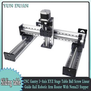 CNC Gantry 3-Axis XYZ Stage Table Ball Screw Linear Guide Rail Robotic Arm Router With Nema23 2Nm Stepper Motor DM556 Drive