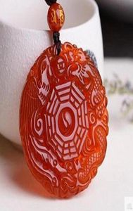 Natural Jade Gift Dragon e Phoenix Gossip Red Agate Big Buddha Buddha Ping Un fortunato Pendants Necklace9092946