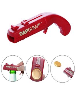 Portable Cap Gun Creative Flying Cap Launcher Bottle Beer Opener Bar Tool Drink Opening Gun Shaped Bottle Lids Shooter Red Gray8251263