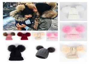 Baby -Stuff Accessoires CAP Pure Farben Kleinkind Kinder Mädchen Junge Baby Kind Kind Winter warmes Häkelknithut Pelz Bälle Beanie3533746